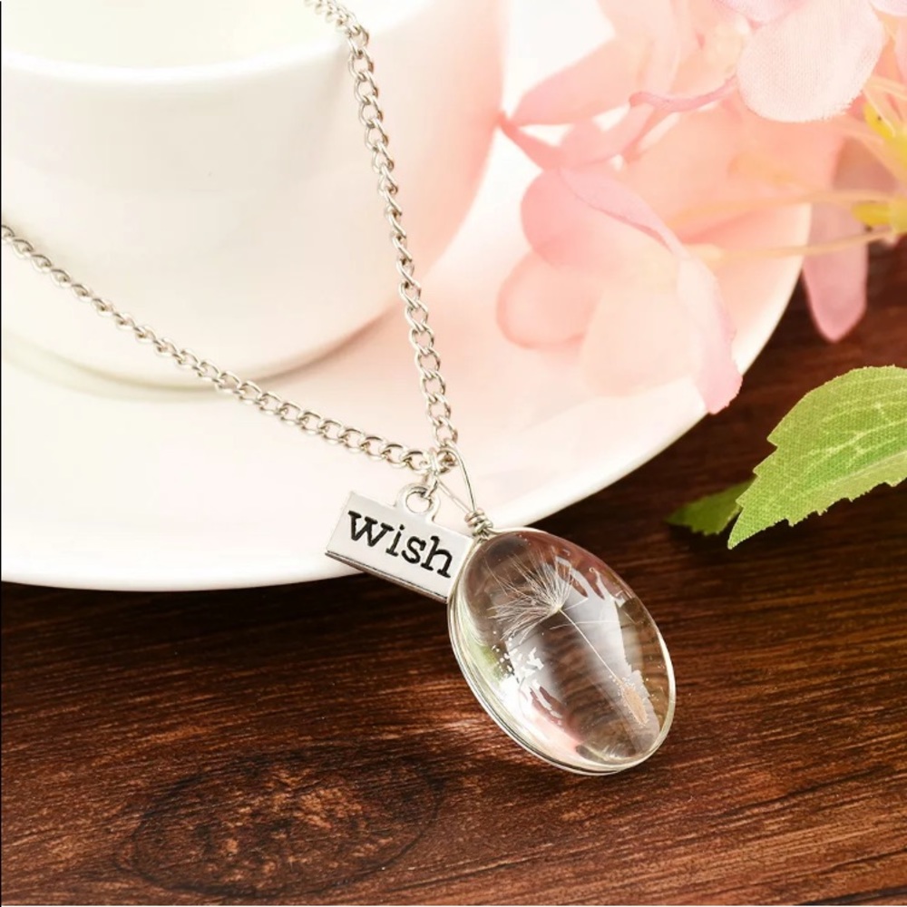 Wish Glass Real Dandelion Seeds In Glass Necklace - Picture 2 of 4